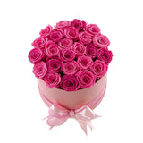 Medium Round Pink Box Pink Roses - Flovery