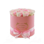 Medium Round Pink Box White Roses - Flovery