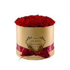 Medium Round Gold Box Red Roses - Flovery