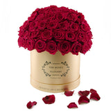 Dome 120 Red Roses Gold Box - Flovery
