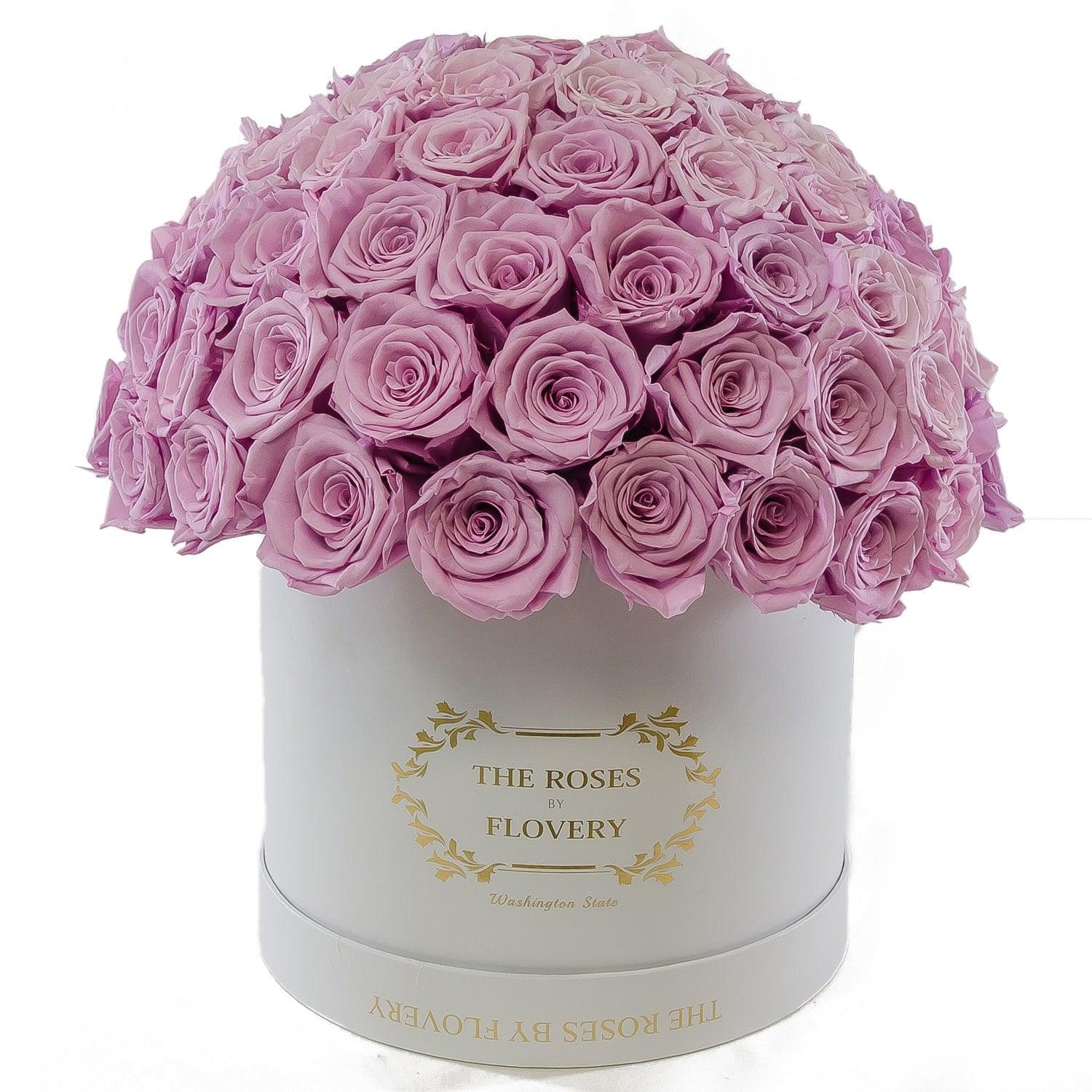 Dome 120 Lavender Roses White Box - Flovery Main image