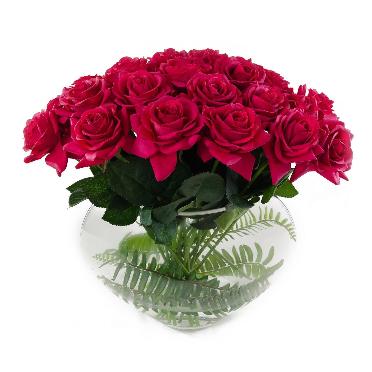 2 Dozens Real Touch Red Roses Half Moon - Flovery