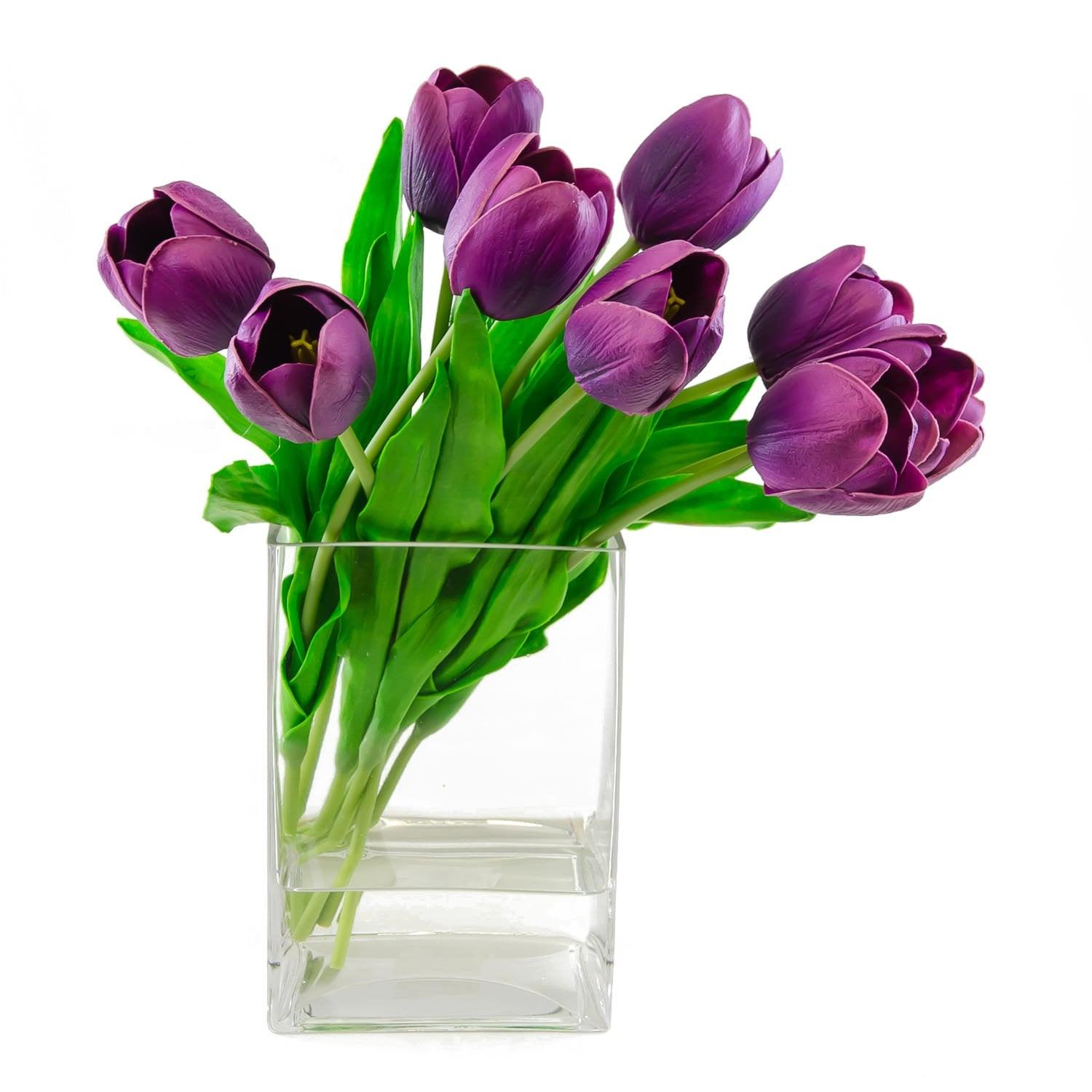 Real Touch Purple Tulip Arrangement Square - Flovery