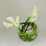 Real Touch White Calla Lily Round Glass Arrangement - Flovery