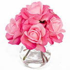Real Touch Pink Roses Oval Glass Arrangement - Flovery