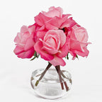 Real Touch Pink Roses Oval Glass Arrangement - Flovery