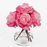 Real Touch Pink Roses Oval Glass Arrangement - Flovery