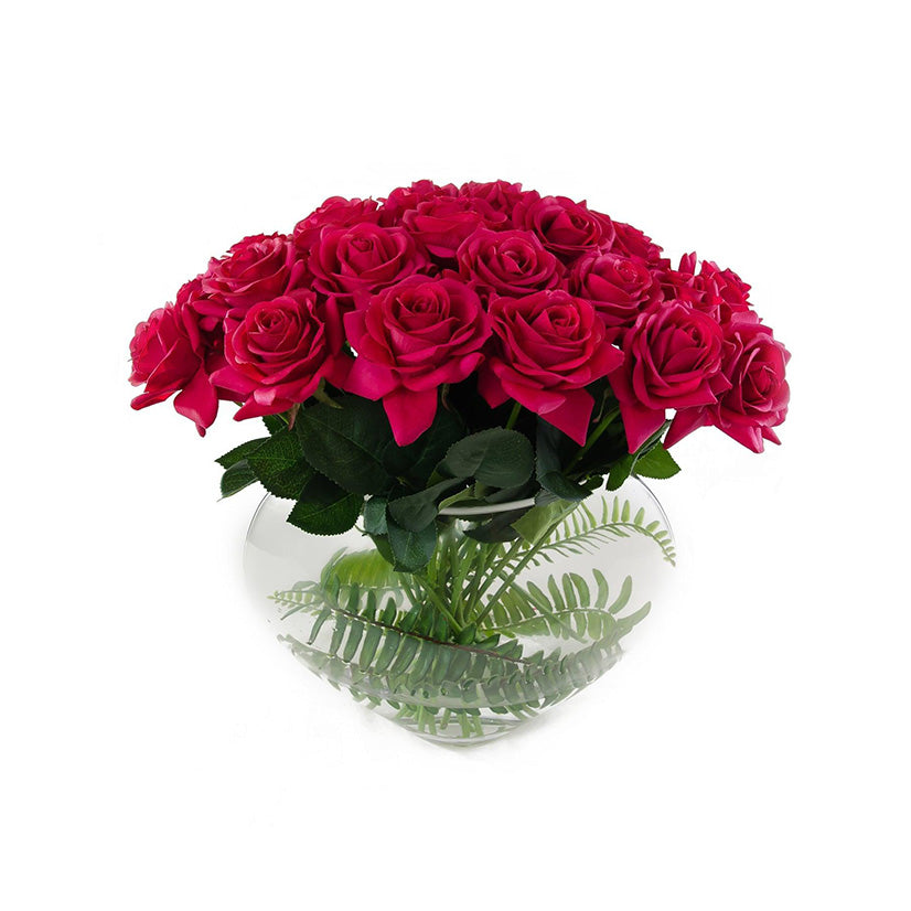 2 Dozens Real Touch Red Roses Half Moon Arrangement - Flovery Main image