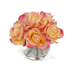Finest Real Touch Yellow Pink Tipped Roses Arrangement - Flovery