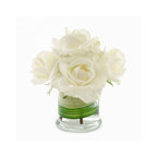 White Real Touch Rose Arrangement Cylinder Foliage - Flovery