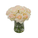 Tall Real Touch Ivory Roses Pink Tipped Arrangement - Flovery