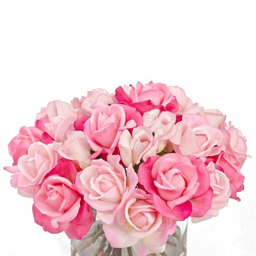 Real Touch Roses with Rose Buds Cylinder Arrangement - Flovery