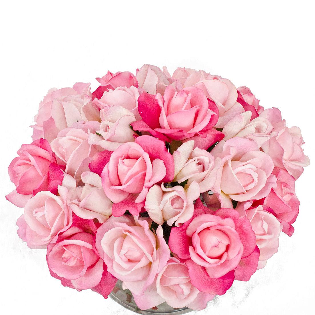 Real Touch Roses with Rose Buds Cylinder Arrangement - Flovery