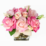 Real Touch Baby Pink Fuchsia Bud Roses Tall Arrangement - Flovery