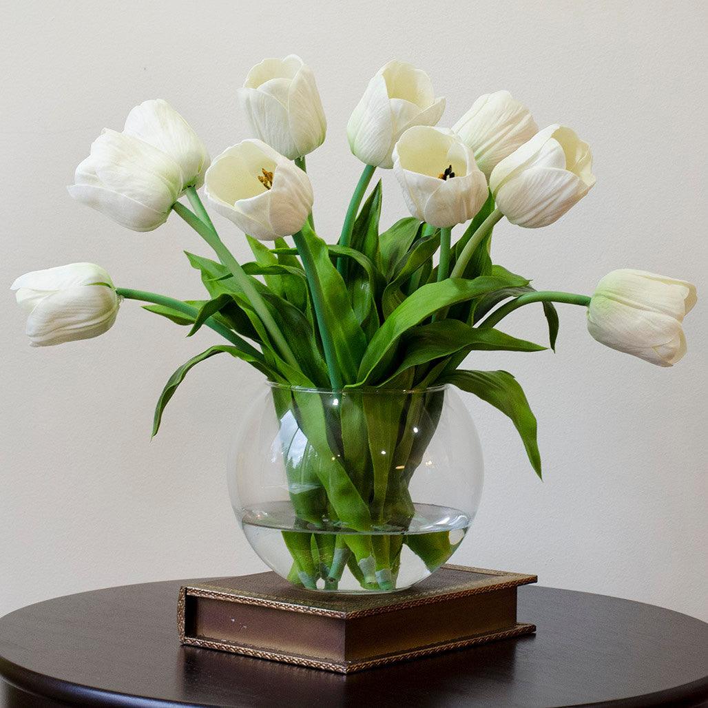 Real Touch White Tulips Arrangement - Flovery
