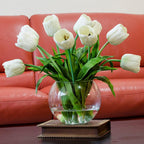 Real Touch White Tulips Arrangement - Flovery