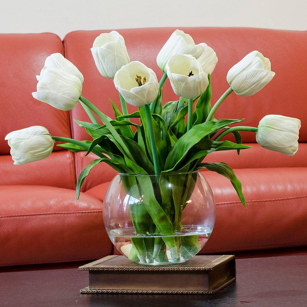 Real Touch White Tulips Arrangement - Flovery