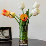 Large Real Touch Yellow Orange White Tulip Arrangement
