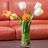 Large Real Touch Yellow Orange White Tulip Arrangement - Flovery