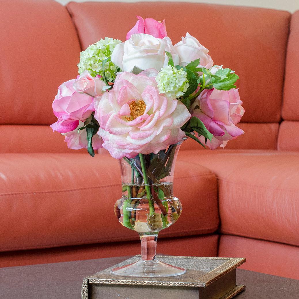 Large Real Touch Orlane Rose Bud Cabbage Rose Arrangement - Flovery Main image