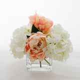 Hydrangea Peach Peony Square Arrangement - Flovery