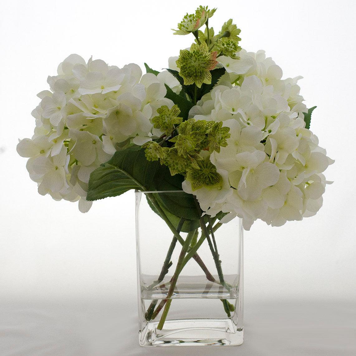 Real touch White Hydrangea and Greenery Arrangement - Flovery
