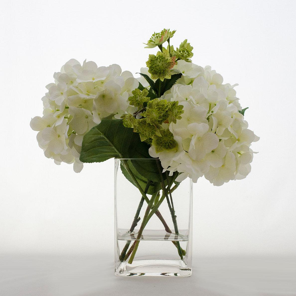Real touch White Hydrangea and Greenery Arrangement - Flovery