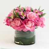 Real Touch Pink Rose Alstroemeria Arrangement - Flovery
