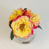 Real Touch Yellow Orlane Roses Red Tip Arrangement - Flovery