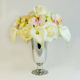Real Touch White Roses Orchid Calla Lilies Arrangement - Flovery