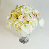 Real Touch White Roses Orchid Calla Lilies Arrangement - Flovery