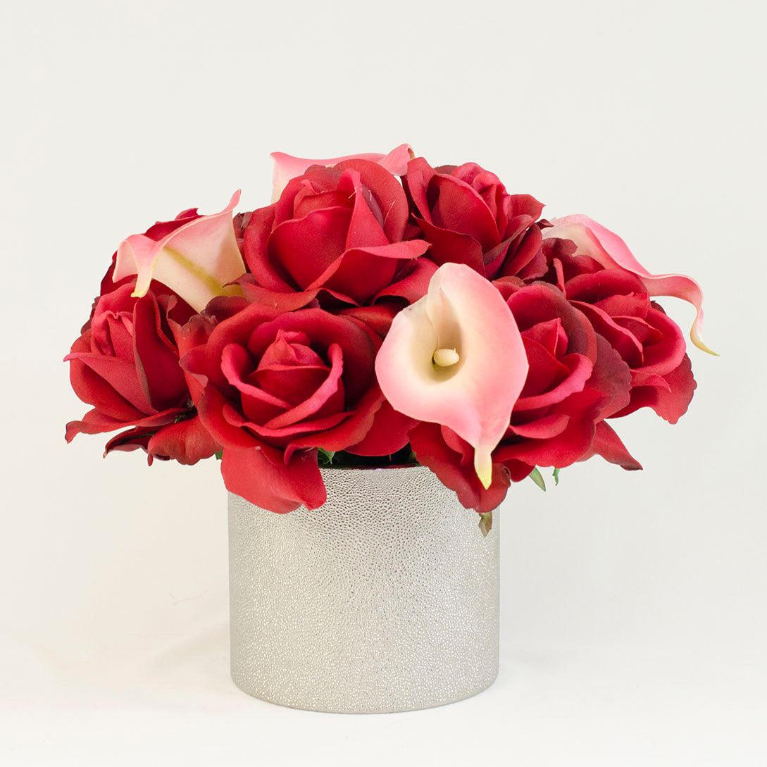 Real Touch Red Roses Pink Calla Lilies Arrangement - Flovery