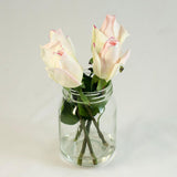 Real Touch Cream Tipped Light Pink Roses Mason Arrangement - Flovery