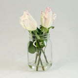 Real Touch Cream Tipped Light Pink Roses Mason Arrangement - Flovery