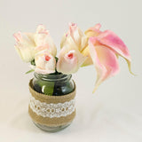 Real Touch Cream Light Pink Bud Roses Calla Lilies Arrangement - Flovery