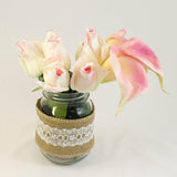 Real Touch Cream Light Pink Bud Roses Calla Lilies Arrangement - Flovery