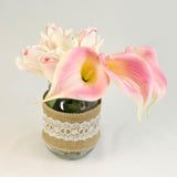 Real Touch Cream Light Pink Bud Roses Calla Lilies Arrangement - Flovery