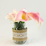 Real Touch Cream Light Pink Bud Roses Calla Lilies Arrangement - Flovery