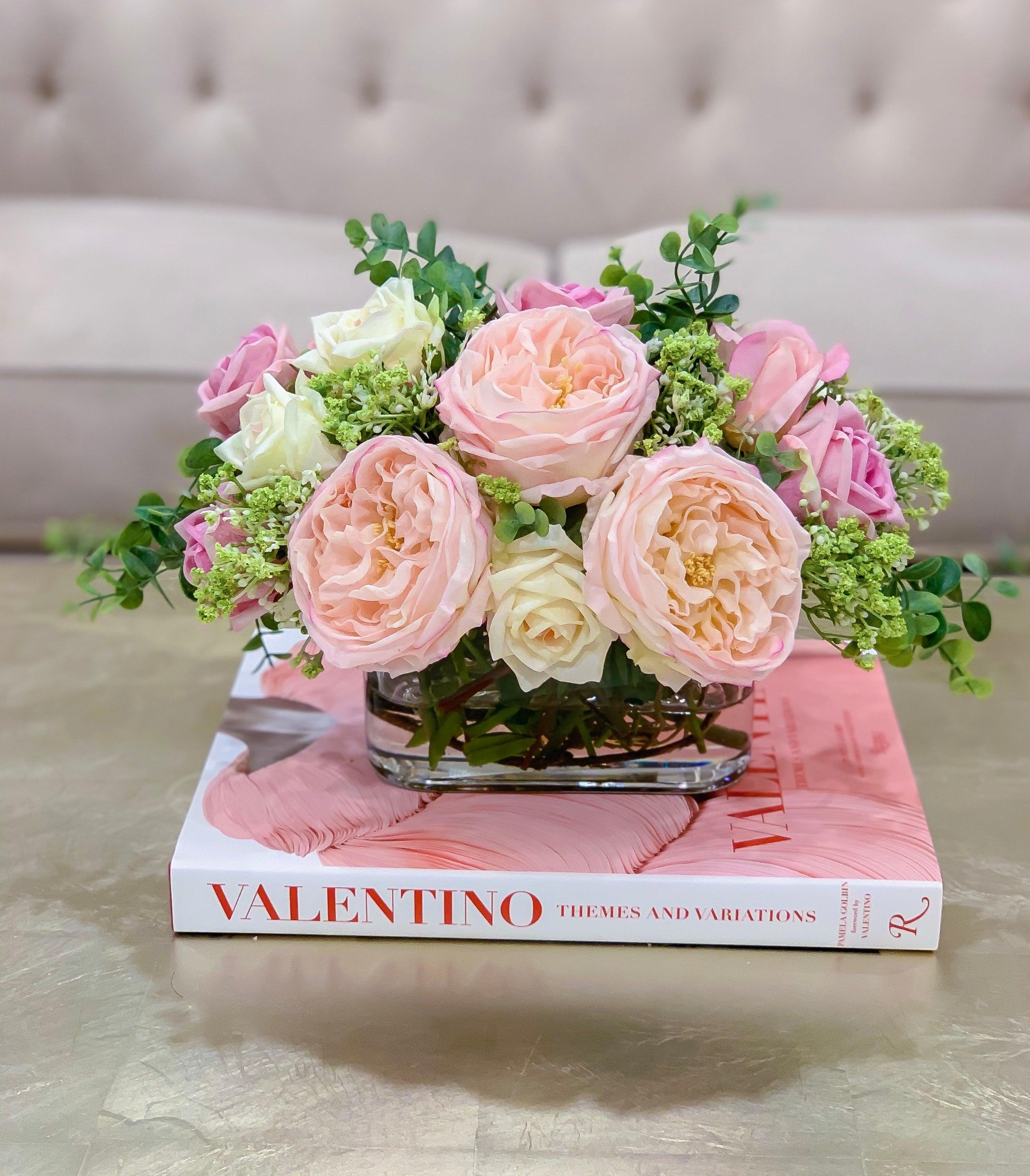 Exclusive Real Touch Pink English Roses Arrangement - Flovery