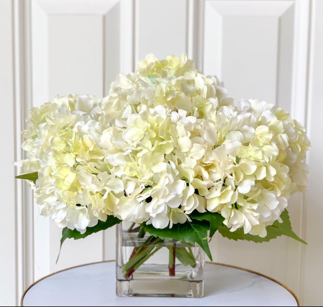 Real Touch White Hydrangea Square Arrangement Secondary image