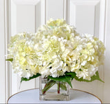 Real Touch White Hydrangea Square Arrangement - Flovery