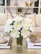 26-in Tall Cream Real Touch Peony Centerpiece Arrangement - Flovery