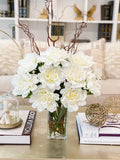 26-in Tall Cream Real Touch Peony Centerpiece Arrangement - Flovery