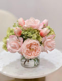 Pink Centerpiece-Rose Real Touch Flower Arrangement-Peonies Flower Arrangement-Pink Real Touch Roses-Pink Real Touch Peony - Flovery