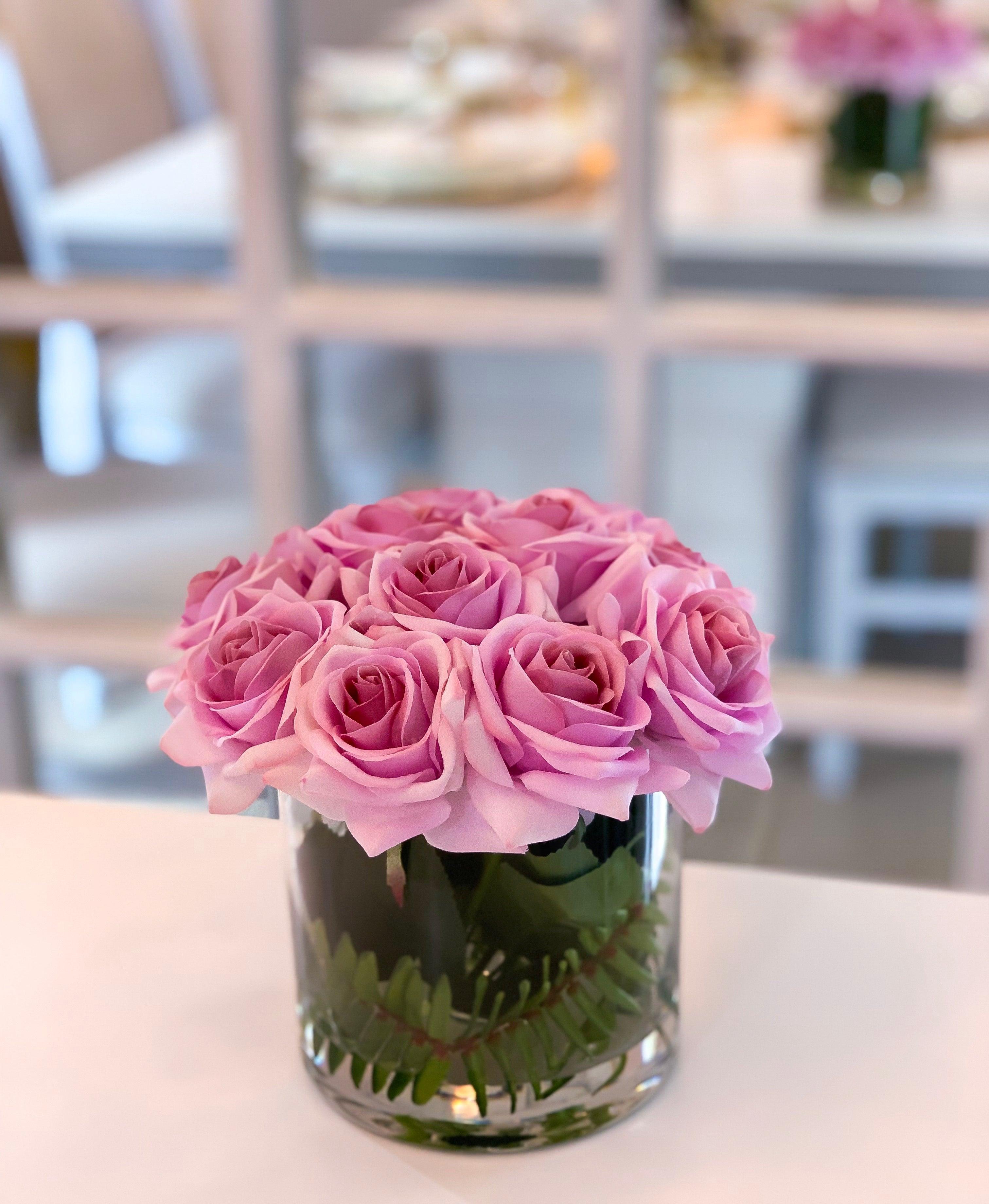 Real Touch Purple Lavender Rose Arrangement Home Decor - Flovery