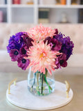 All Real Touch Pink Purple Poppies Dahlias Hydrangeas Arrangement-Purple Flowers Arrangement-Centerpiece Arrangement-Dahlias Arrangements - Flovery