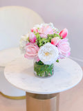 Pink Centerpiece Real Touch Peonies Roses Tulips