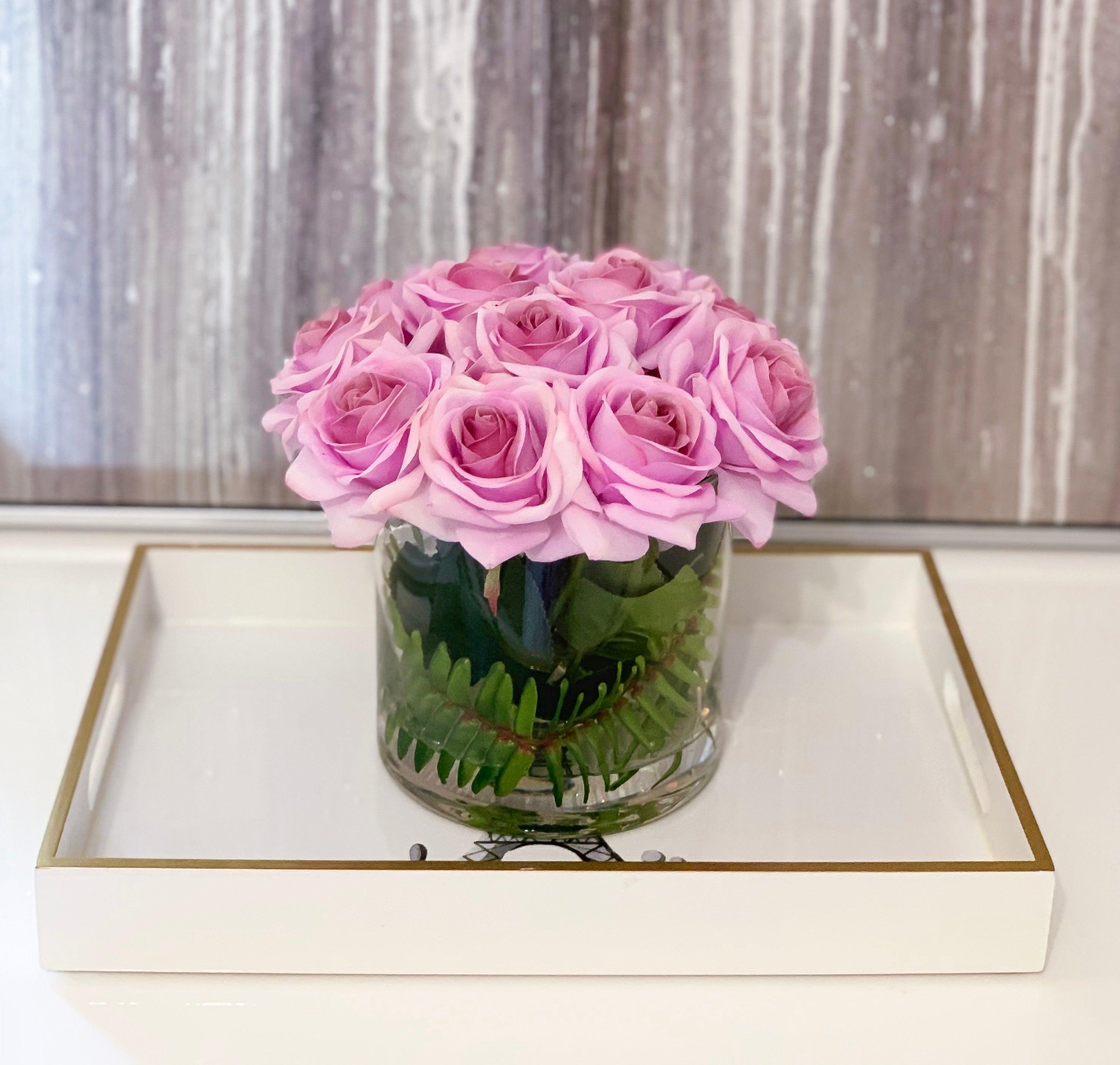 Real Touch Purple Lavender Rose Arrangement Home Decor - Flovery