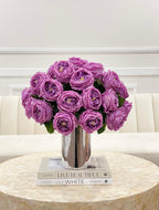 18 inch Large English Rose Centerpiece in Metal Vase - Flovery