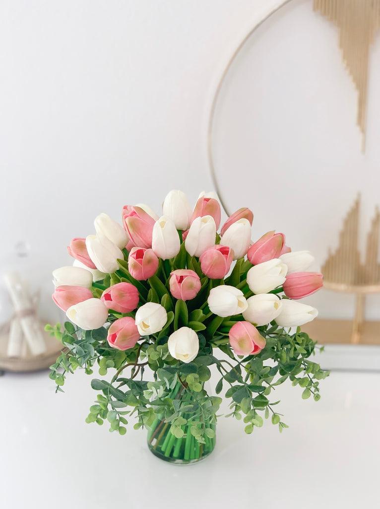 Real Touch White Tulip Tall  Medium Arrangement - Flovery